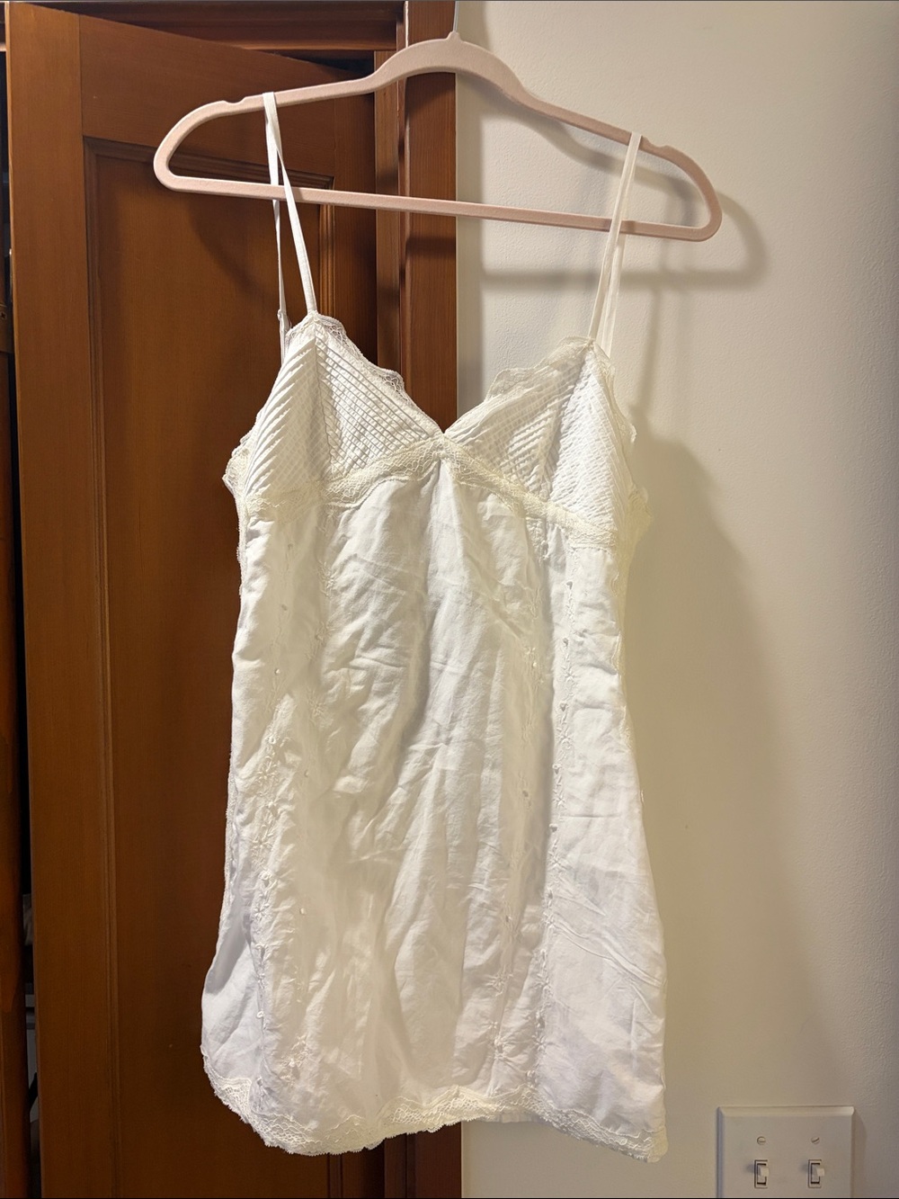 Zara White Lace-Trim Slip Chemise